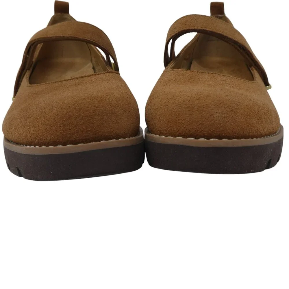 Vionic Alma Brown Suede Wedge Heel Mary Jane Shoes Womens 8.5 Wide